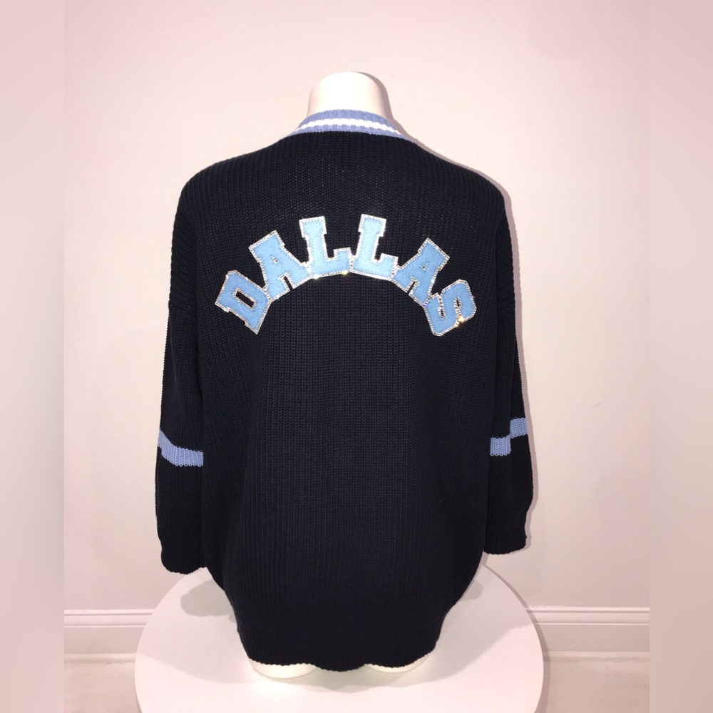 BNWT Forever 21 "DALLAS" Blue Button Down Cardigan Swarovski Ladies  S